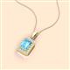 2 - Everlee 6x4 mm Emerald Cut Blue Topaz and Round Diamond Halo Pendant Necklace 