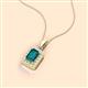 2 - Everlee 6x4 mm Emerald Cut London Blue Topaz and Round Diamond Halo Pendant Necklace 