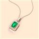 2 - Everlee 6x4 mm Emerald Cut Emerald and Round Diamond Halo Pendant Necklace 