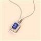 2 - Everlee 6x4 mm Emerald Cut Iolite and Round Diamond Halo Pendant Necklace 