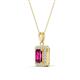 3 - Everlee 6x4 mm Emerald Cut Rhodolite Garnet and Round Diamond Halo Pendant Necklace 