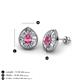 3 - Viola Iris Pear Cut Pink Tourmaline and Baguette Diamond Milgrain Halo Stud Earrings 