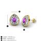 3 - Viola Iris Pear Cut Amethyst and Baguette Diamond Milgrain Halo Stud Earrings 