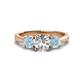 1 - Quyen IGI Certified 2.10 ctw (7.00 mm) Round Lab Grown Diamond and Aquamarine Three Stone Engagement Ring 