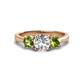 1 - Quyen IGI Certified 2.30 ctw (7.00 mm) Round Lab Grown Diamond and Peridot Three Stone Engagement Ring 