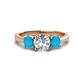 1 - Quyen IGI Certified 2.02 ctw (7.00 mm) Round Lab Grown Diamond and Turquoise Three Stone Engagement Ring 