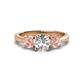 1 - Quyen IGI Certified 2.26 ctw (7.00 mm) Round Lab Grown Diamond and Morganite Three Stone Engagement Ring 