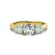 1 - Quyen IGI Certified 2.00 ctw (7.00 mm) Round Lab Grown Diamond and Opal Three Stone Engagement Ring 