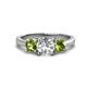 1 - Quyen IGI Certified 2.30 ctw (7.00 mm) Round Lab Grown Diamond and Peridot Three Stone Engagement Ring 