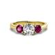 1 - Quyen IGI Certified 2.30 ctw (7.00 mm) Round Lab Grown Diamond and Rhodolite Garnet Three Stone Engagement Ring 