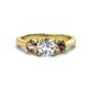 1 - Quyen IGI Certified 2.25 ctw (7.00 mm) Round Lab Grown Diamond and Smoky Quartz Three Stone Engagement Ring 