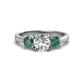 1 - Quyen IGI Certified 2.40 ctw (7.00 mm) Round Lab Grown Diamond and Lab Created Alexandrite Three Stone Engagement Ring 