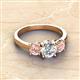 2 - Quyen IGI Certified 2.26 ctw (7.00 mm) Round Lab Grown Diamond and Morganite Three Stone Engagement Ring 