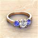 2 - Quyen IGI Certified 2.24 ctw (7.00 mm) Round Lab Grown Diamond and Tanzanite Three Stone Engagement Ring 