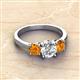 2 - Quyen IGI Certified 2.10 ctw (7.00 mm) Round Lab Grown Diamond and Citrine Three Stone Engagement Ring 