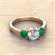 2 - Quyen IGI Certified 2.10 ctw (7.00 mm) Round Lab Grown Diamond and Emerald Three Stone Engagement Ring 