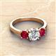 2 - Quyen IGI Certified 2.40 ctw (7.00 mm) Round Lab Grown Diamond and Ruby Three Stone Engagement Ring 