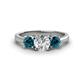 1 - Quyen IGI Certified 2.00 ctw (6.50 mm) Round Lab Grown Diamond and Blue Diamond Three Stone Engagement Ring 