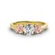 1 - Quyen IGI Certified 1.96 ctw (6.50 mm) Round Lab Grown Diamond and Morganite Three Stone Engagement Ring 