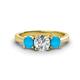 1 - Quyen IGI Certified 1.72 ctw (6.50 mm) Round Lab Grown Diamond and Turquoise Three Stone Engagement Ring 