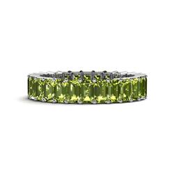 Kerry x Emerald Cut Peridot Side Gallery Work Eternity Band Emerald Cut x Peridot ctw Shared Prong with Side Gallery Work Womens Eternity Ring Stackable K White Gold