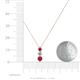 4 - Kesha (3.4mm) Round Ruby and Diamond Graduated Three Stone Drop Pendant 