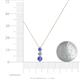 4 - Kesha (3.4mm) Round Tanzanite and Diamond Graduated Three Stone Drop Pendant 