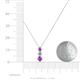 4 - Kesha (3.4mm) Round Amethyst and Diamond Graduated Three Stone Drop Pendant 