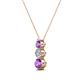 2 - Kesha (3.4mm) Round Amethyst and Diamond Graduated Three Stone Drop Pendant 