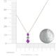 4 - Kesha (3.4mm) Round Amethyst and Diamond Graduated Three Stone Drop Pendant 