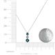 4 - Kesha (3.4mm) Round Blue and White Diamond Graduated Three Stone Drop Pendant 