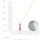 4 - Kesha (3.4mm) Round Pink Sapphire and Diamond Graduated Three Stone Drop Pendant 