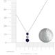 4 - Kesha (3.4mm) Round Blue Sapphire and Lab Grown Diamond Graduated Three Stone Drop Pendant 
