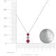 4 - Kesha (3.4mm) Round Ruby and Lab Grown Diamond Graduated Three Stone Drop Pendant 
