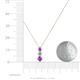 4 - Kesha (3.4mm) Round Amethyst and Lab Grown Diamond Graduated Three Stone Drop Pendant 