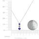 4 - Kesha (3.4mm) Round Iolite and Lab Grown Diamond Graduated Three Stone Drop Pendant 