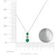 4 - Kesha (3.4mm) Round Emerald and Lab Grown Diamond Graduated Three Stone Drop Pendant 