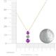 4 - Kesha (4.2mm) Round Amethyst and Lab Grown Diamond Graduated Three Stone Drop Pendant 