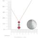 4 - Kesha (4.2mm) Round Rhodolite Garnet and Lab Grown Diamond Graduated Three Stone Drop Pendant 