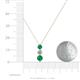 4 - Kesha (4.2mm) Round Emerald and Lab Grown Diamond Graduated Three Stone Drop Pendant 