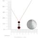 4 - Kesha (4.2mm) Round Red Garnet and Lab Grown Diamond Graduated Three Stone Drop Pendant 