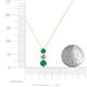 4 - Kesha (4.2mm) Round Emerald and Lab Grown Diamond Graduated Three Stone Drop Pendant 