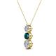 2 - Kesha (4mm) Round London Blue Topaz and Diamond Graduated Three Stone Drop Pendant 