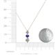 4 - Kesha (4.2mm) Round Iolite and Diamond Graduated Three Stone Drop Pendant 