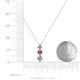 4 - Kesha (4.2mm) Round Rhodolite Garnet and Diamond Graduated Three Stone Drop Pendant 