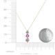 4 - Kesha (4.2mm) Round Pink Sapphire and Diamond Graduated Three Stone Drop Pendant 