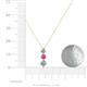 4 - Kesha (4.2mm) Round Pink Tourmaline and Diamond Graduated Three Stone Drop Pendant 