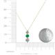 4 - Kesha (4.2mm) Round Emerald and Lab Grown Diamond Graduated Three Stone Drop Pendant 