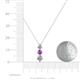 4 - Kesha (4.2mm) Round Amethyst and Lab Grown Diamond Graduated Three Stone Drop Pendant 