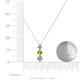 4 - Kesha (4.2mm) Round Peridot and Lab Grown Diamond Graduated Three Stone Drop Pendant 